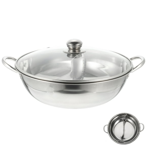 Supvox 1Set Split Hot Pot Stainless Steel Divided Pan for Hotpot Meals Family Kitchen Use