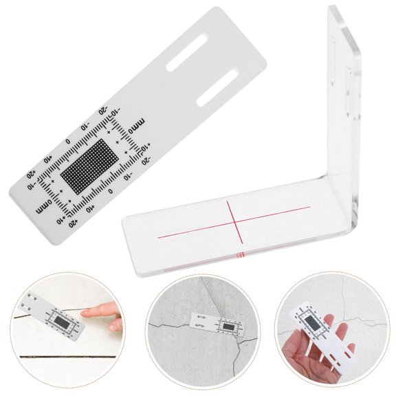 Supvox 1Set White Portable Acrylic Crack Ruler for Accurate Crack Width Measurement in Architecture