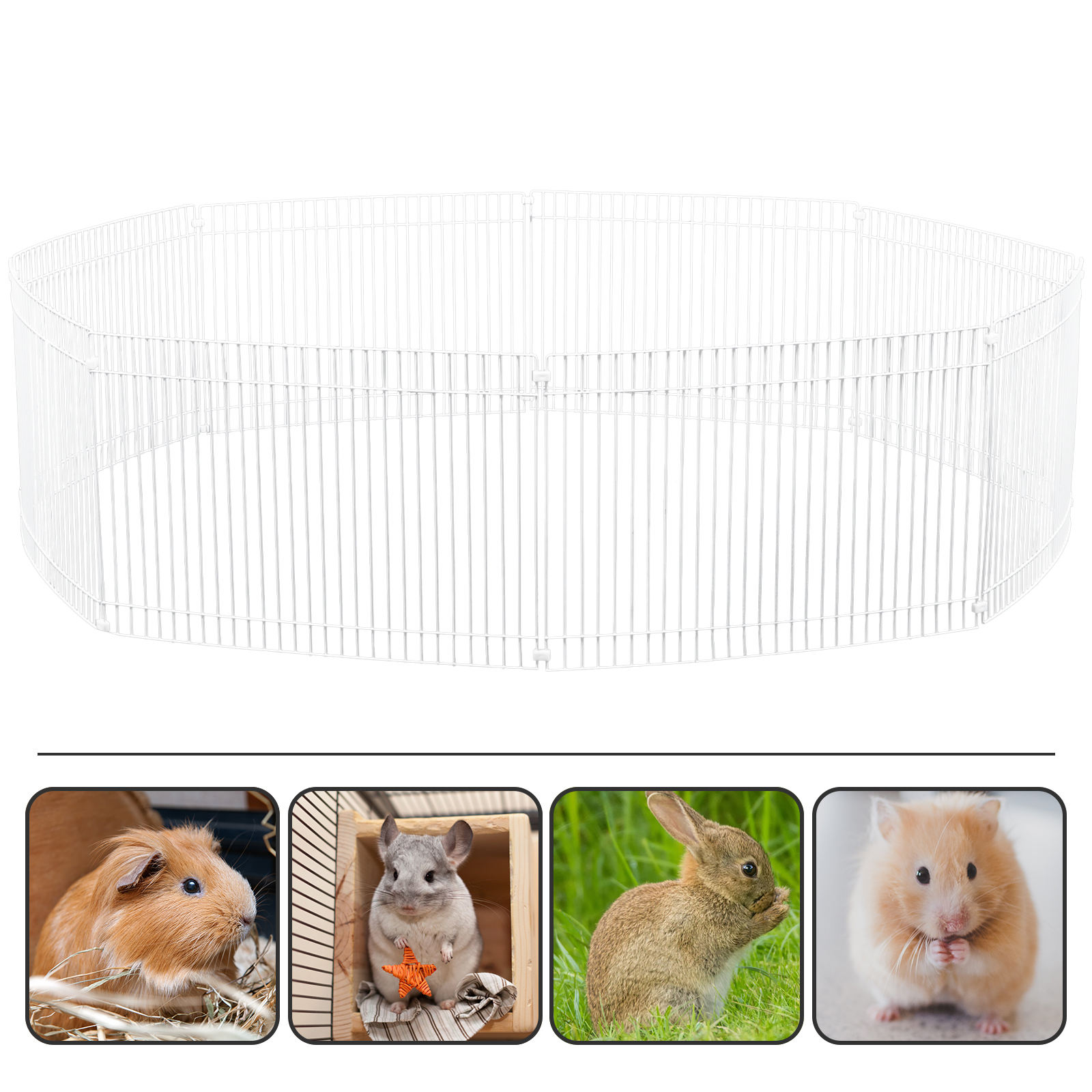 Supvox 1 Set of Pet Gates Indoor for Rabbits made of Metal White ...