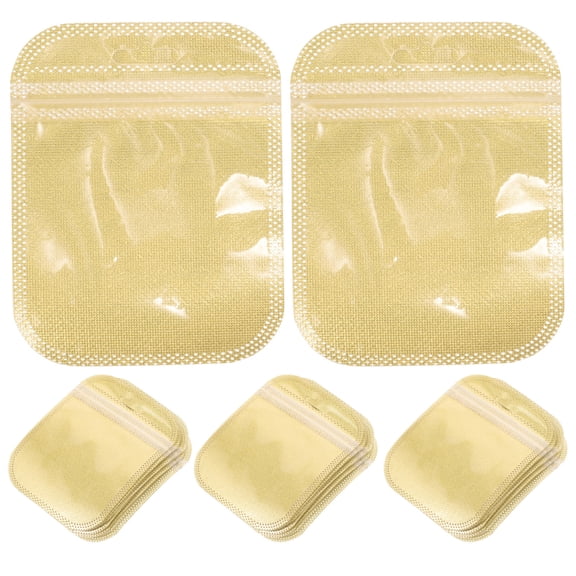 Supvox 100Pcs Jewelry Storage Bags Golden PVC Self Sealing Packaging Bags for Small Business Supplies