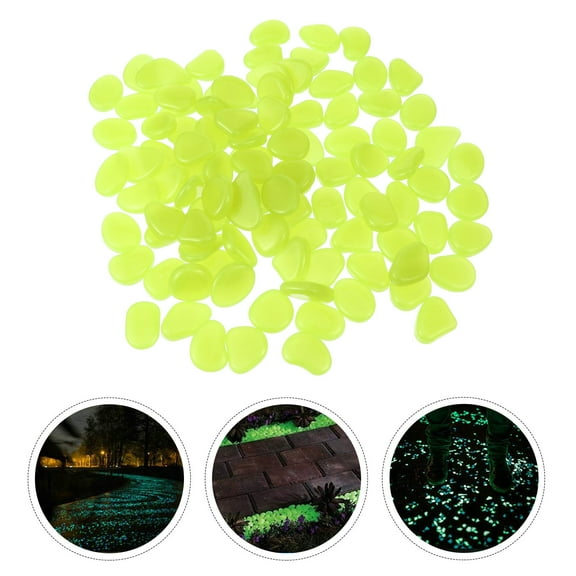 Supvox Landscape Rocks Glow Pebbles Yellow 100Pcs for Flower Bed Decoration
