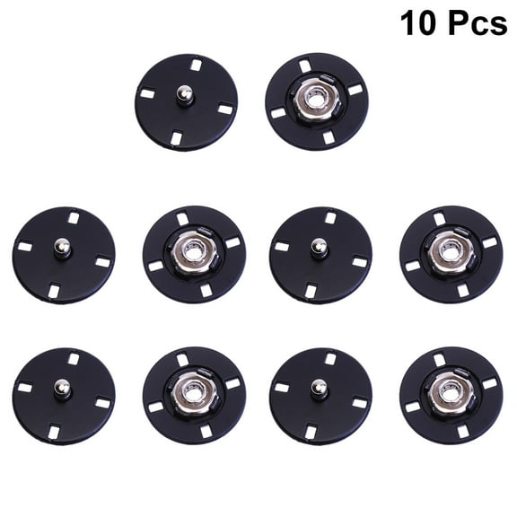 Supvox 10Pack Alloy Button Black Sew On Snap Buttons for Clothes Flat Style