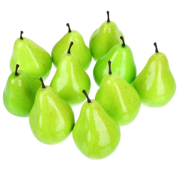 Supvox 10Pcs Plastic Green Artificial Pears for Photography Props and Table Centerpieces