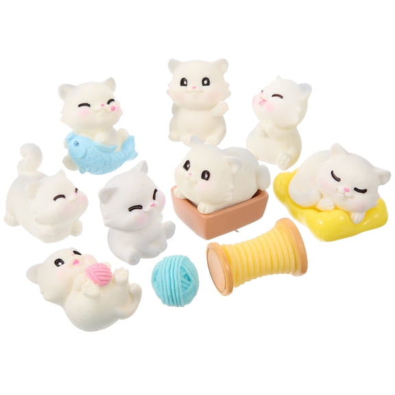Supvox 1Set Unique Resin Cat Miniatures Assorted Colors for Indoor Decor