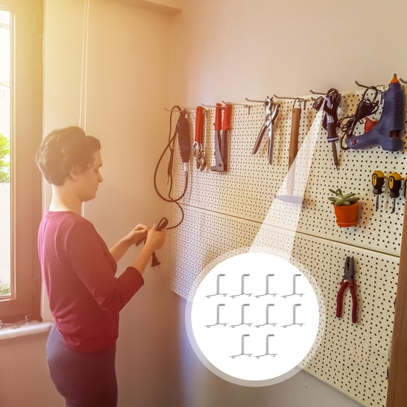 Supvox 10Pcs Garden Tool Organizer Galvanized Iron Wall Mount Hooks for Garage and Home Storage