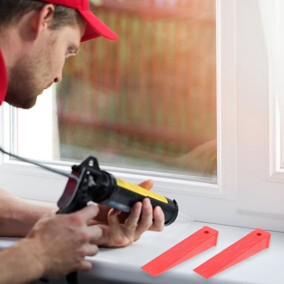 Supvox 10Pcs Red Plastic Furniture Levelers and Shims for Floor Doors Tables Cabinets Wobble Fixing
