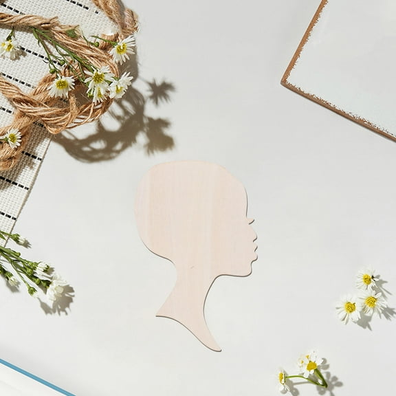 Supvox 12Pcs Blank Khaki Wood Cutouts African Woman Face for Painting