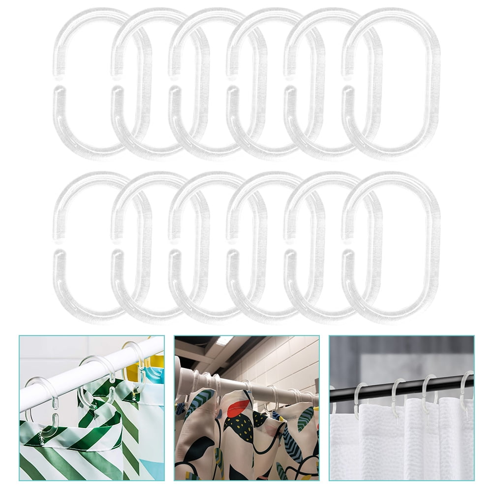 Supvox 12Pack Plastic Shower Rings for Bathroom Users with Cshaped ...