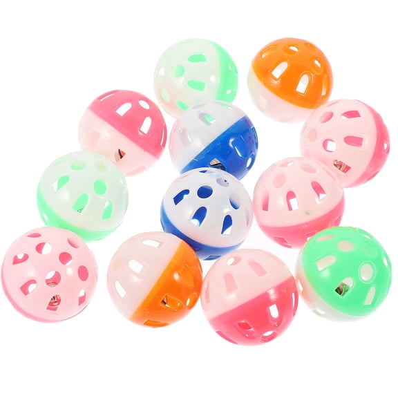 Supvox 12Pcs Parrot Bell Balls Chewable Plastic Kitten Balls For Physical Activities