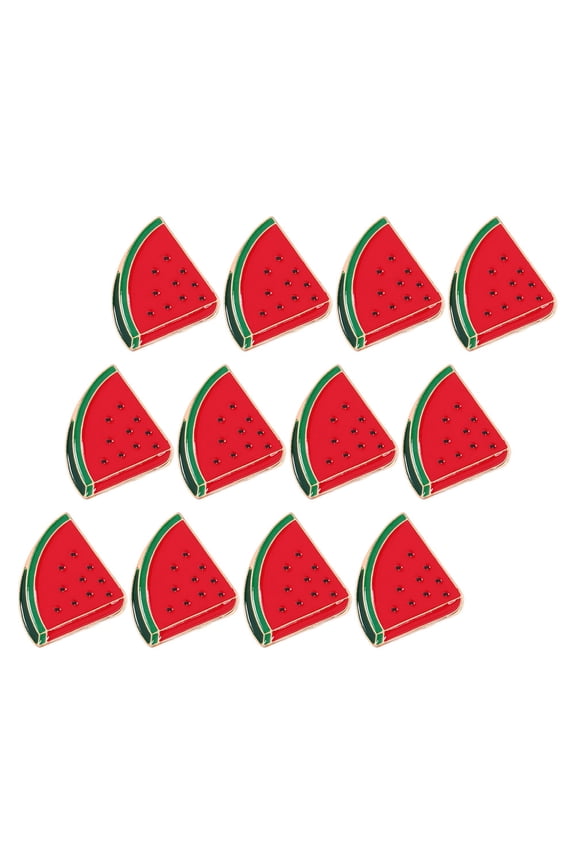12Pcs Playful Red Watermelon Brooch Pin Lightweight Alloy Collar Clip for Jackets and Shirts