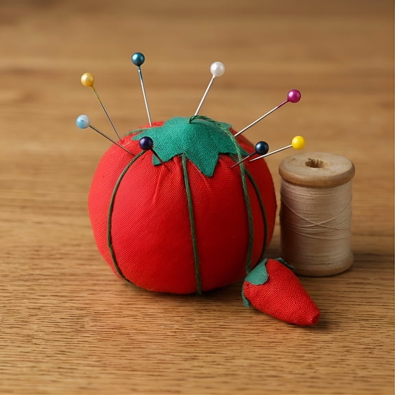 Supvox Red Pin Cushion Set, 12 Pieces Cotton Fabric Sewing and Embroidery Accessories for Crafting