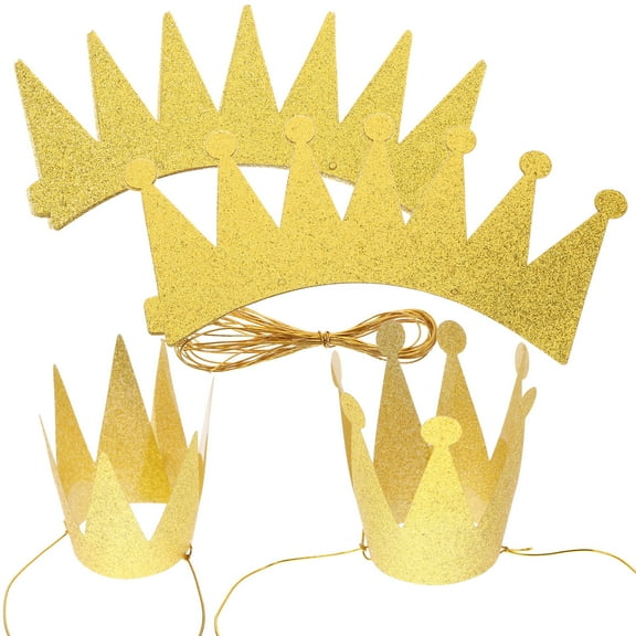 Supvox 12pcs Tiara Headdress Golden PVC Birthday Crown Decoration for Girls and Boys