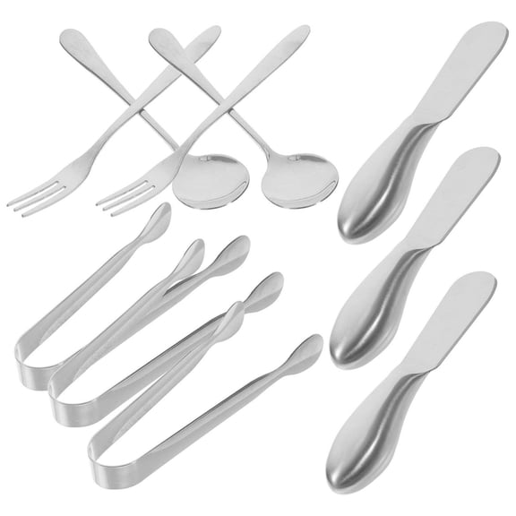 Supvox 1 Set Stainless Steel Forks and Spoons Silverware Set for Cooking Convenience and Afternoon Tea