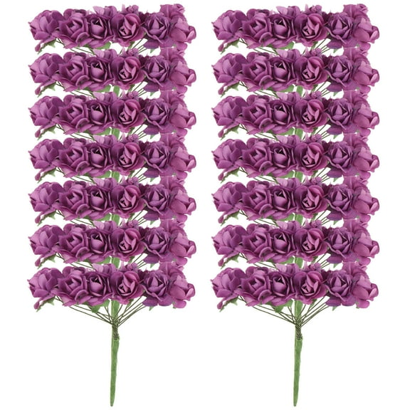 Supvox 144Pcs Simulation Paper Rose Flowers Purple for Charming Decorative Use