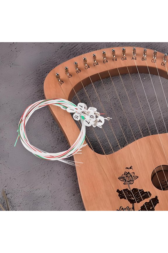 15-Piece Nylon String Set Assorted Colors for Lyre Harp Replacement and Sturdy Structure