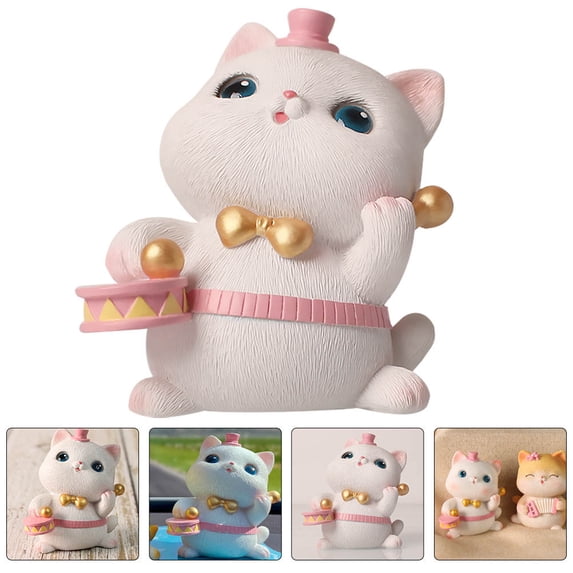 Supvox Resin Cat Figurine Beige Multi-Purpose Car and Cake Adornment