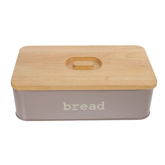 Supvox 1Pc Versatile Metal Bread Box with Wooden Lid for Fresh Bakery Storage