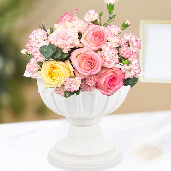 Supvox White Decorative Roman Flowerpot Plastic Planter for Balcony Garden and Entrance