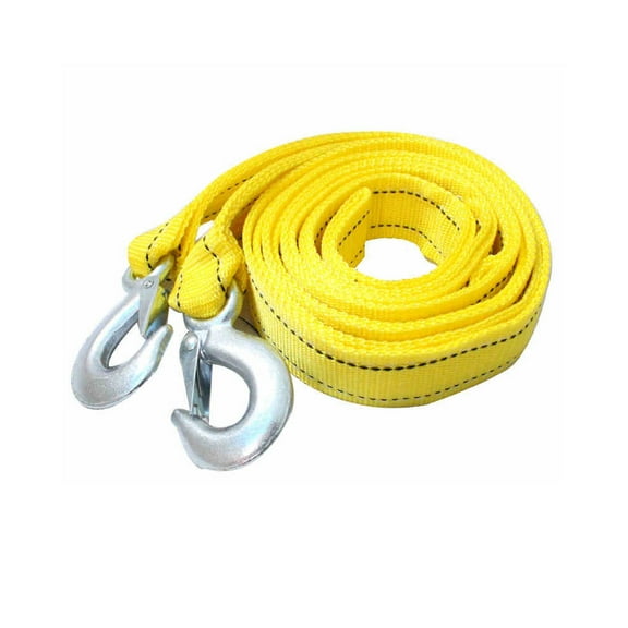 Supvox Yellow Nylon Winch Rope with Heavy-Duty Hooks for Car and Trailer Towing Safety