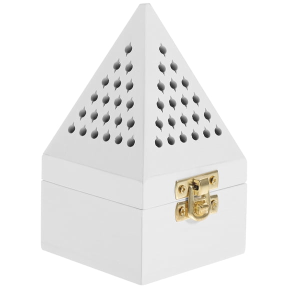 Supvox 1Pack White Pyramid Chinese Style Incense Burner Wood Metal Decor for Relaxation