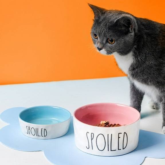 Supvox Marble Pet Bowl Small Ceramic Bowl Pink 1Pack