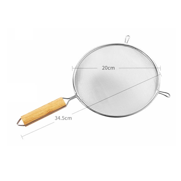 Supvox Stainless Steel Baking Filter with Wooden Handle and Hanging Hole, Kitchen Sifter for Home Use