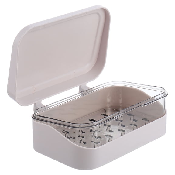 Supvox White Bathroom Soap Holder with Lid, Compact Moisture-Resistant Soap Storage Rack for Shower and Sink