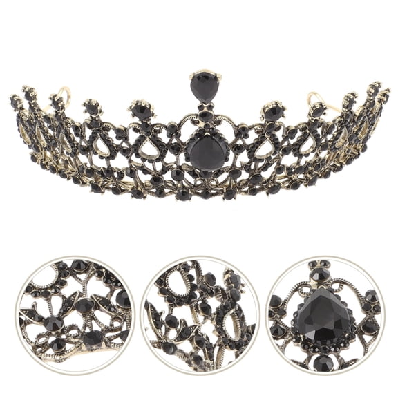 Supvox Black Baroque Bridal Crown Alloy Headpiece for Bride Use 1Pc