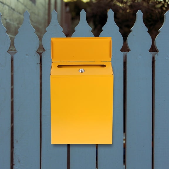 Supvox Wall Mounted Mailbox in Yellow Iron, Letter Storage Box for Office, Factory, and Home Use