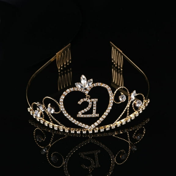 Supvox 1Pcs Wearable Crown Birthday Crown Alloy Rhinestone Hair Accessory For 21 Years Old Women