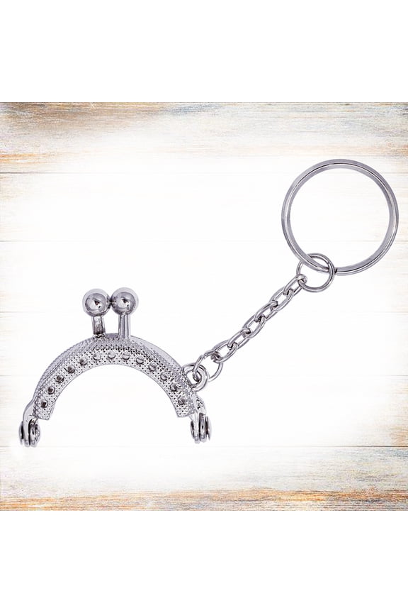 Clutch Bag Frame Key Chains Plated Silver Metal Purse Frame Handle Handbag Accessories with Clasp Lock for DIY Crafts