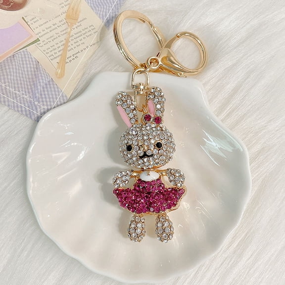 Supvox 1Set Bunny Keychain Cute Metal Rosy Everyday Use for Friends