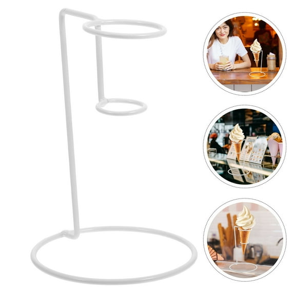 Supvox 1Pc White Ice Cream Holder Stand with Stable Base for Easy Desktop Display