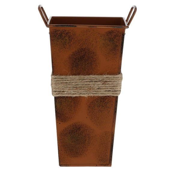 Supvox 1Pc Orange Iron Planter Bucket with Retro Style Ideal for Flower Display and Storage Use