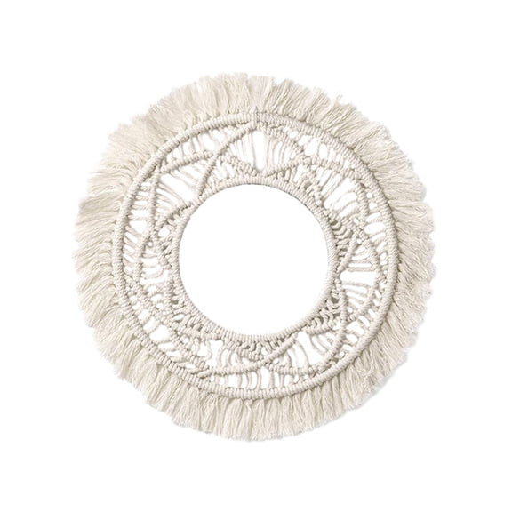 Supvox 1Pc Cotton Rope Hand-Woven Tapestry White Round Hanging Ornament for Wall Decoration