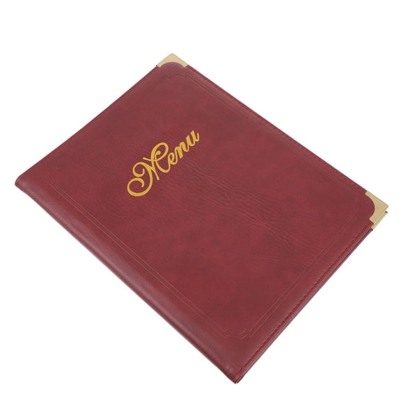 Supvox Red PU Restaurant Menu Book Simple Design Easy to Update 1Pc