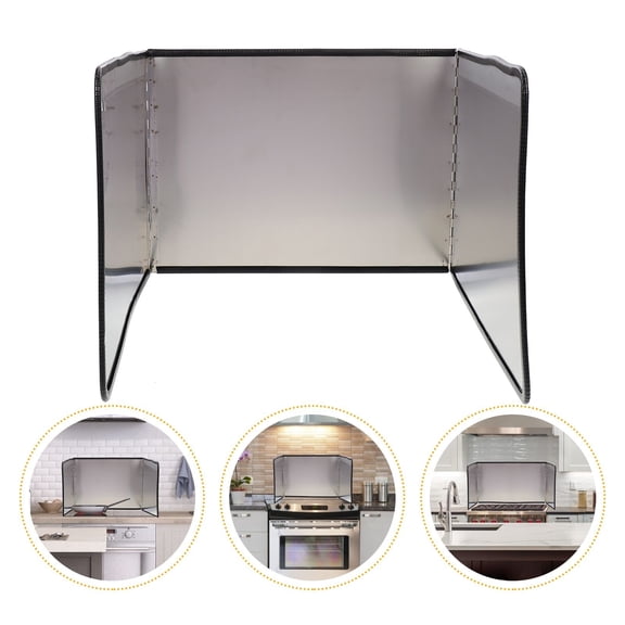 Supvox 1Pc Stainless Steel Oil Splash Board for Kitchen Use Foldable Oil Proof Plate