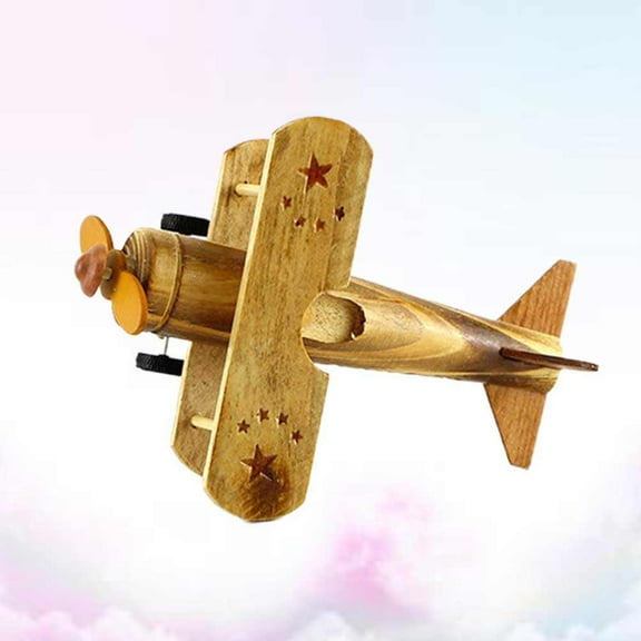 Supvox 1pc Vintage Wooden Airplane Model for Office Living Room Kids and Teens Decorative Craft