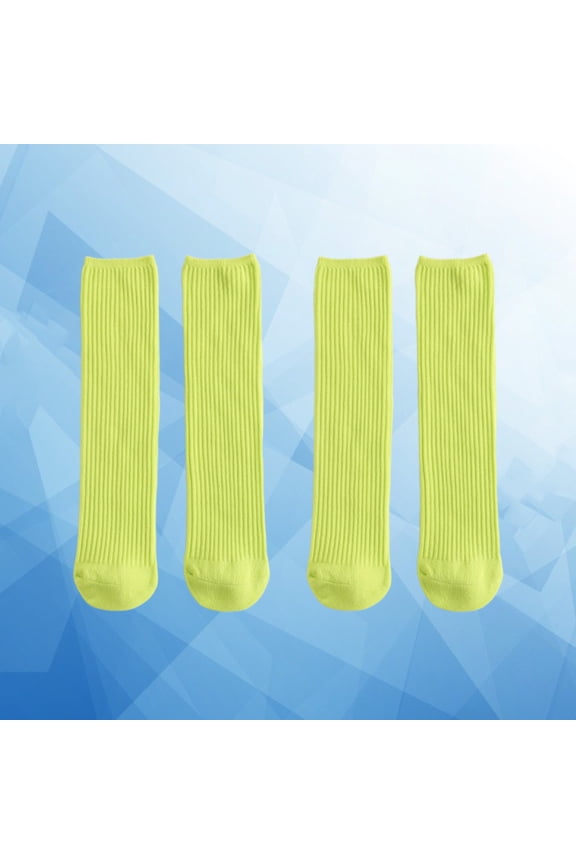 2 Pairs of Boys Socks Cotton Fluorescent Green Daily Wear Universal for Kids and Adults