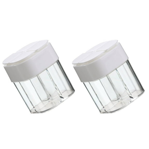 Supvox 2Pcs Transparent White Kitchen Seasoning Boxes 4 in 1 Portable Spice Containers
