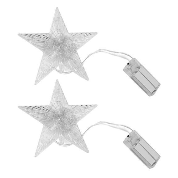 Supvox 2Pcs Christmas Star Shaped LED Treetop Lights Transparent for Festive Decoration