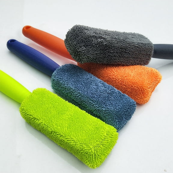 Supvox 2 Pcs Tire Scrub Brush Wheel Hub Brush Fiber Brush For Car Owners Long Handle