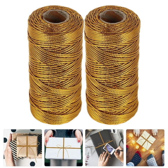 Supvox 2 Rolls Golden Polyester Craft Ropes, PE Material for Home Projects, Arts and Crafts Enthusiasts