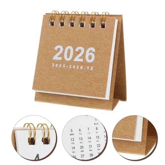 Supvox Brown Small Standing Desk Calendar Daily Planner with Minimalist Design for Office and Home Organization