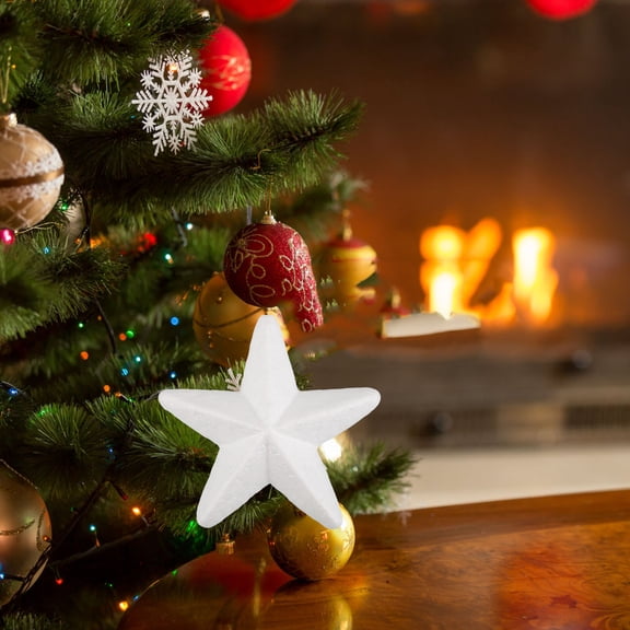 Supvox 20Pcs White Foam Star Shapes Craft Supply Polystyrene Ornaments for Holiday Decorating