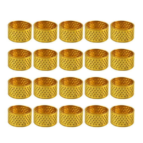 Supvox 20 Pieces Adjustable Golden Thimble for Sewing, Crafting, Finger Protectors and Repair Work