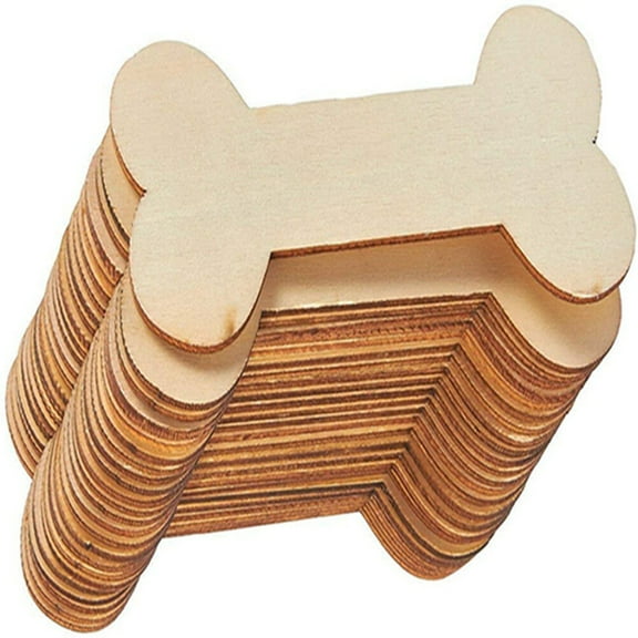 Supvox 20Pcs Wood Animal for Painting Wooden Dog Bone Cutouts Light Yellow for Family Crafts