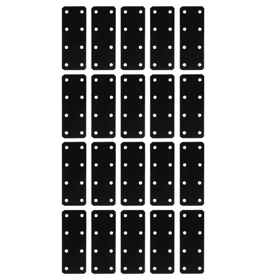 Supvox 20Pcs Black Coated Iron Flat Brace Brackets for Furniture Mending and Stability