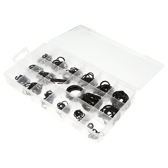 Supvox 225Pcs Black External Circlip Retaining Clip with Storage Case for Home and Machinery Use