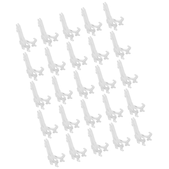 Supvox 25Pcs Clear Easel Stand Transparent Display Holder for Plates Photos and Paintings